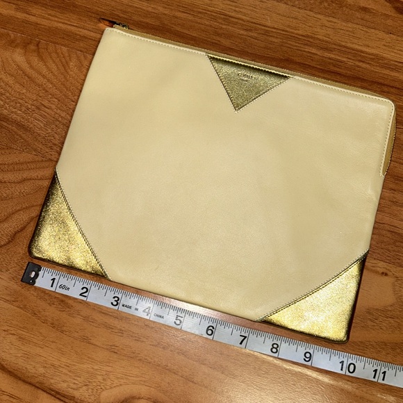 Authentic Céline Cabas Leather Clutch Bag Metallic Zippered Pouch - Picture 4 of 15